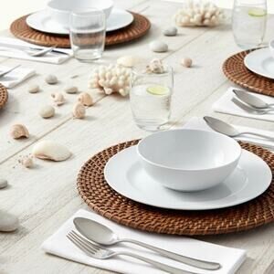Set of 4 Wicker Rattan Chargers 13" Round Boho Coastal Farmhouse Table Decor